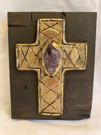 Icoană artistică cu cruce și piatră semiprețioasă